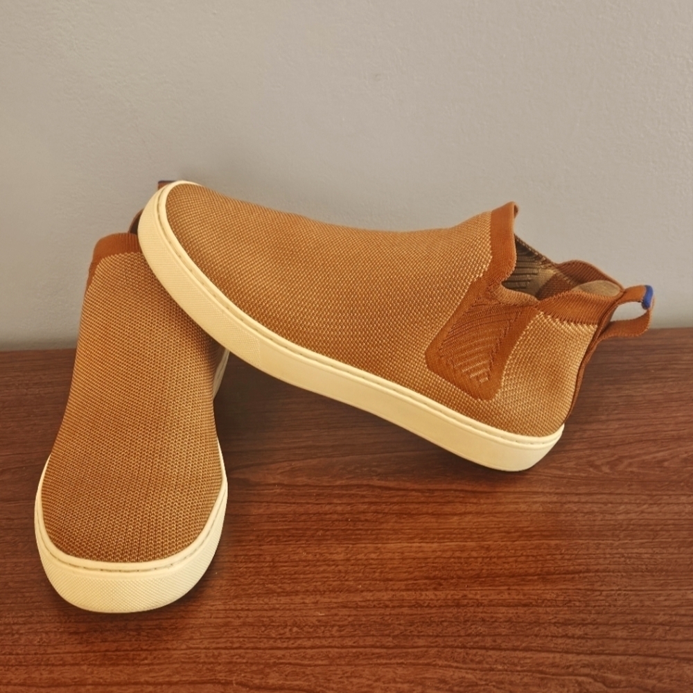 Rothy’s The Chelsea Brown Fawn Melange Pull on Sneakers Size 8